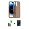 MARSİLYAN™- iPhone 16 Pro Max Kılıf Siluet Minimal Prime - Siyah 3D Antistatik Hayalet Cam Ekran Koruyucu + Raze Metal Kamera Lens - SH