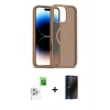 MARSİLYAN™- iPhone 16 Pro Max Kılıf Siluet Minimal Prime - Siyah 3D Antistatik Hayalet Cam Ekran Koruyucu + Raze Metal Kamera Lens - BZ