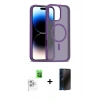 MARSİLYAN™- iPhone 16 Pro Max Kılıf Siluet Minimal Prime - Siyah 3D Antistatik Hayalet Cam Ekran Koruyucu + Raze Metal Kamera Lens - BZ