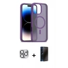 MARSİLYAN™- iPhone 16 Pro Max Kılıf Siluet Minimal Prime - Siyah 3D Antistatik Hayalet Cam Ekran Koruyucu + Pers Alüminyum Kamera Lens - GI