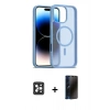 MARSİLYAN™- iPhone 16 Pro Max Kılıf Siluet Minimal Prime - Siyah 3D Antistatik Hayalet Cam Ekran Koruyucu + PVD Metal Kamera Lens - SH