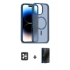 MARSİLYAN™- iPhone 16 Pro Max Kılıf Siluet Minimal Prime - Siyah 3D Antistatik Hayalet Cam Ekran Koruyucu + PVD Metal Kamera Lens - SH