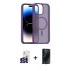 MARSİLYAN™- iPhone 16 Pro Max Kılıf Siluet Minimal Prime - Siyah 3D Antistatik Hayalet Cam Ekran Koruyucu + Bilvis Titan Kamera Lens - GS