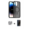 MARSİLYAN™- iPhone 16 Pro Max Kılıf Siluet Minimal Prime - Siyah 3D Antistatik Hayalet Cam Ekran Koruyucu + Pers Alüminyum Kamera Lens - GI
