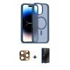 MARSİLYAN™- iPhone 16 Pro Max Kılıf Siluet Minimal Prime - Siyah 3D Antistatik Hayalet Cam Ekran Koruyucu + Pers Alüminyum Kamera Lens - CLTM