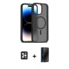 MARSİLYAN™- iPhone 16 Pro Max Kılıf Siluet Minimal Prime - Siyah 3D Antistatik Hayalet Cam Ekran Koruyucu + PVD Metal Kamera Lens - SH