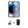 MARSİLYAN™- iPhone 16 Pro Max Kılıf Siluet Minimal Prime - Siyah 3D Antistatik Hayalet Cam Ekran Koruyucu + Bilvis Titan Kamera Lens - TMGI