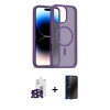 MARSİLYAN™- iPhone 16 Pro Max Kılıf Siluet Minimal Prime - Siyah 3D Antistatik Hayalet Cam Ekran Koruyucu + Bilvis Titan Kamera Lens - SH