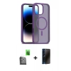 MARSİLYAN™- iPhone 16 Pro Max Kılıf Siluet Minimal Prime - Siyah 3D Antistatik Hayalet Cam Ekran Koruyucu + Raze Metal Kamera Lens - SH