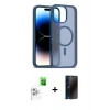 MARSİLYAN™- iPhone 16 Pro Max Kılıf Siluet Minimal Prime - Siyah 3D Antistatik Hayalet Cam Ekran Koruyucu + Raze Metal Kamera Lens - BZ