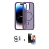 MARSİLYAN™- iPhone 16 Pro Max Kılıf Siluet Minimal Prime - Siyah 3D Antistatik Mat Seramik Nano Ekran Koruyucu + Pers Alüminyum Kamera Lens - GS