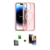MARSİLYAN™- iPhone 16 Pro Max Kılıf Siluet Minimal Prime - Siyah 3D Antistatik Mat Seramik Nano Ekran Koruyucu + Raze Metal Kamera Lens - SH