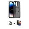 MARSİLYAN™- iPhone 16 Pro Max Kılıf Siluet Minimal Prime - Siyah 3D Antistatik Mat Seramik Nano Ekran Koruyucu + PVD Metal Kamera Lens - GD