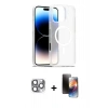 MARSİLYAN™- iPhone 16 Pro Max Kılıf Siluet Minimal Prime - Siyah 3D Antistatik Mat Seramik Nano Ekran Koruyucu + Gri Pers Alüminyum Kamera Lens