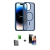 MARSİLYAN™- iPhone 16 Pro Max Kılıf Siluet Minimal Prime - Siyah 3D Antistatik Mat Seramik Nano Ekran Koruyucu + Raze Metal Kamera Lens - SH