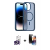 MARSİLYAN™- iPhone 16 Pro Max Kılıf Siluet Minimal Prime - Siyah 3D Antistatik Mat Seramik Nano Ekran Koruyucu + Bilvis Titan Kamera Lens - SH