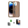 MARSİLYAN™- iPhone 16 Pro Max Kılıf Siluet Minimal Prime - Siyah 3D Antistatik Mat Seramik Nano Ekran Koruyucu + Raze Metal Kamera Lens - SH