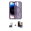 MARSİLYAN™- iPhone 16 Pro Max Kılıf Siluet Minimal Prime - Siyah 3D Antistatik Mat Seramik Nano Ekran Koruyucu + Titanyum Gri Bilvis Titan Kamera Lens