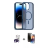 MARSİLYAN™- iPhone 16 Pro Max Kılıf Siluet Minimal Prime - Siyah 3D Antistatik Mat Seramik Nano Ekran Koruyucu + Titanyum Gri Bilvis Titan Kamera Lens