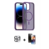 MARSİLYAN™- iPhone 16 Pro Max Kılıf Siluet Minimal Prime - Siyah 3D Antistatik Mat Seramik Nano Ekran Koruyucu + Gri Pers Alüminyum Kamera Lens