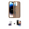 MARSİLYAN™- iPhone 16 Pro Max Kılıf Siluet Minimal Prime - Siyah 3D Antistatik Mat Seramik Nano Ekran Koruyucu + Titanyum Gri Bilvis Titan Kamera Lens