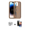 MARSİLYAN™- iPhone 16 Pro Max Kılıf Siluet Minimal Prime - Siyah 3D Antistatik Mat Seramik Nano Ekran Koruyucu + Pers Alüminyum Kamera Lens - GS