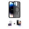 MARSİLYAN™- iPhone 16 Pro Max Kılıf Siluet Minimal Prime - Siyah 3D Antistatik Mat Seramik Nano Ekran Koruyucu + Bilvis Titan Kamera Lens - SH
