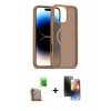 MARSİLYAN™- iPhone 16 Pro Max Kılıf Siluet Minimal Prime - Siyah 3D Antistatik Mat Seramik Nano Ekran Koruyucu + Raze Metal Kamera Lens - CLTM