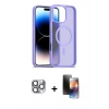 MARSİLYAN™- iPhone 16 Pro Max Kılıf Siluet Minimal Prime - Siyah 3D Antistatik Mat Seramik Nano Ekran Koruyucu + Gri Pers Alüminyum Kamera Lens