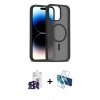 MARSİLYAN™- iPhone 16 Pro Max Kılıf Siluet Minimal Prime - Siyah 3D Antistatik Seramik Nano Ekran Koruyucu + Siyah Bilvis Titan Kamera Lens