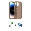 MARSİLYAN™- iPhone 16 Pro Max Kılıf Siluet Minimal Prime - Siyah 3D Antistatik Seramik Nano Ekran Koruyucu + Beyaz Raze Metal Kamera Lens