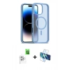 MARSİLYAN™- iPhone 16 Pro Max Kılıf Siluet Minimal Prime - Siyah 3D Antistatik Seramik Nano Ekran Koruyucu + Beyaz Raze Metal Kamera Lens