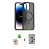MARSİLYAN™- iPhone 16 Pro Max Kılıf Siluet Minimal Prime - Siyah Bilvis 3D Mat Cam Ekran Koruyucu + Raze Metal Kamera Lens - NLGY