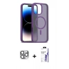 MARSİLYAN™- iPhone 16 Pro Max Kılıf Siluet Minimal Prime - Siyah Bilvis 3X AR HD Cam Ekran Koruyucu + Pers Alüminyum Kamera Lens - GI