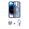 MARSİLYAN™- iPhone 16 Pro Max Kılıf Siluet Minimal Prime - Siyah Bilvis 3X AR HD Cam Ekran Koruyucu + Pers Alüminyum Kamera Lens - GI