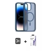 MARSİLYAN™- iPhone 16 Pro Max Kılıf Siluet Minimal Prime - Siyah Bilvis 3X AR HD Cam Ekran Koruyucu + PVD Metal Kamera Lens - SH