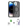 MARSİLYAN™- iPhone 16 Pro Max Kılıf Siluet Minimal Prime - Siyah Bilvis 3X AR HD Cam Ekran Koruyucu + Raze Metal Kamera Lens - BZ