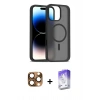 MARSİLYAN™- iPhone 16 Pro Max Kılıf Siluet Minimal Prime - Siyah Bilvis 5in1 3D Magic Cam Ekran Koruyucu + Çöl Titanyum Pers Alüminyum Kamera Lens