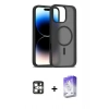 MARSİLYAN™- iPhone 16 Pro Max Kılıf Siluet Minimal Prime - Siyah Bilvis 5in1 3D Magic Cam Ekran Koruyucu + PVD Metal Kamera Lens - GS