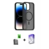 MARSİLYAN™- iPhone 16 Pro Max Kılıf Siluet Minimal Prime - Siyah Bilvis 5in1 3D Magic Cam Ekran Koruyucu + Siyah Raze Metal Kamera Lens