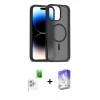 MARSİLYAN™- iPhone 16 Pro Max Kılıf Siluet Minimal Prime - Siyah Bilvis 5in1 3D Magic Cam Ekran Koruyucu + Raze Metal Kamera Lens - BZ