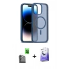 MARSİLYAN™- iPhone 16 Pro Max Kılıf Siluet Minimal Prime - Siyah Bilvis 5in1 5D Magic Hayalet Cam Ekran Koruyucu + Siyah Raze Metal Kamera Lens