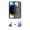 MARSİLYAN™- iPhone 16 Pro Max Kılıf Siluet Minimal Prime - Siyah Bilvis 5in1 5D Magic Hayalet Cam Ekran Koruyucu + Bilvis Titan Kamera Lens - TMGI