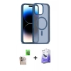 MARSİLYAN™- iPhone 16 Pro Max Kılıf Siluet Minimal Prime - Siyah Bilvis 5in1 5D Magic Hayalet Cam Ekran Koruyucu + Raze Metal Kamera Lens - NLGY
