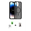 MARSİLYAN™- iPhone 16 Pro Max Kılıf Siluet Minimal Prime - Siyah Bilvis Hayalet Cam Ekran Koruyucu + Raze Metal Kamera Lens - BZ