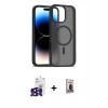 MARSİLYAN™- iPhone 16 Pro Max Kılıf Siluet Minimal Prime - Siyah Bilvis Hayalet Cam Ekran Koruyucu + Bilvis Titan Kamera Lens - SH