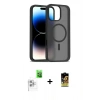 MARSİLYAN™- iPhone 16 Pro Max Kılıf Siluet Minimal Prime - Siyah Buffer Cam Ekran Koruyucu + Beyaz Raze Metal Kamera Lens
