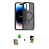 MARSİLYAN™- iPhone 16 Pro Max Kılıf Siluet Minimal Prime - Siyah Buffer Cam Ekran Koruyucu + Raze Metal Kamera Lens - CLTM