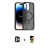 MARSİLYAN™- iPhone 16 Pro Max Kılıf Siluet Minimal Prime - Siyah Buffer Cam Ekran Koruyucu + Siyah PVD Metal Kamera Lens