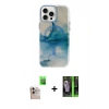 MARSİLYAN™- iPhone 16 Pro Max Kılıf Ufuk Doku Prime - Şeffaf 360 Full Body Arka Koruyucu + Natural Grey Raze Metal Kamera Lens
